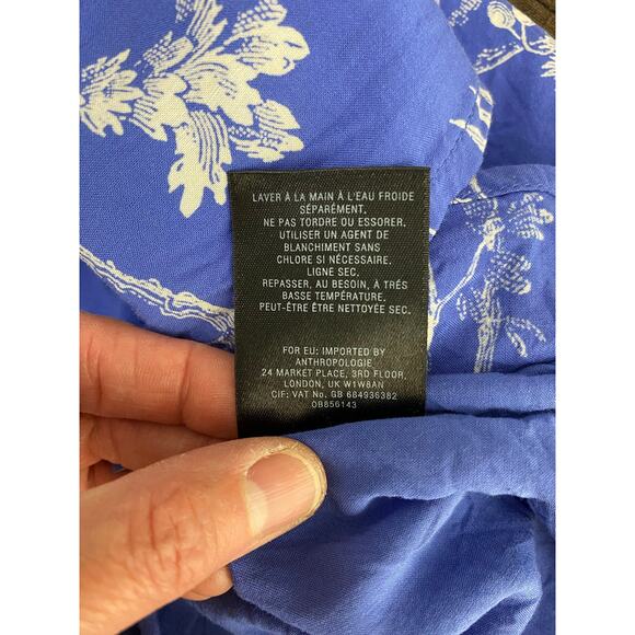 Anthropologie Maeve Women's Size 4 Blue White Floral Flutter Sleeve A-Line Dress - Picture 8 of 8